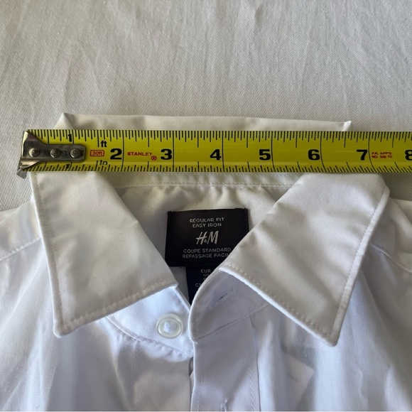 H&M White Dress Shirt Timeless Cotton-Blend sku027 - Picture 7 of 8